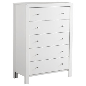 Burlington White 5 Drawer Chest of Drawers (34 in L. X 17 in W. X 48 in H.)
