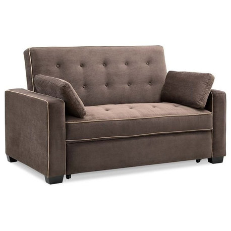 Bowery Hill Convertible Full Loveseat in Java