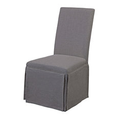 Skirted Parsons Chairs, Set of 2, Gray Linen