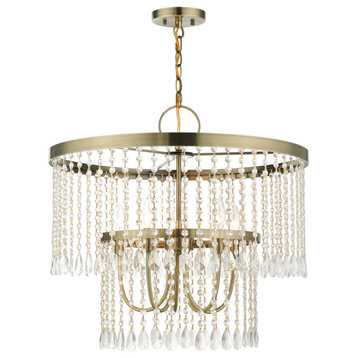 Antique Brass Transitional, Dazzling, Modern Classic, Pendant Chandelier