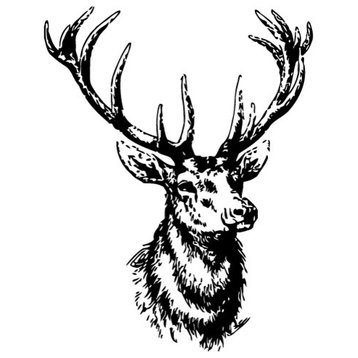 Wall Vinyl Sticker Decal Animal Deer Buck Elk Cute Horns z001, Green, 22x35"