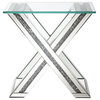 Coaster Bonnie X-base Rectangle Contemporary Glass Top End Table in Mirror