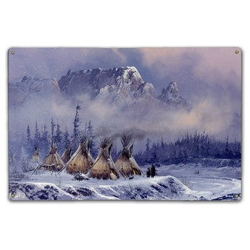 Winter Teepees, Classic Metal Sign