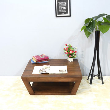 Handmade Mango Wood Light Walnut Color Rectangular Shaped, 14 X14 X9