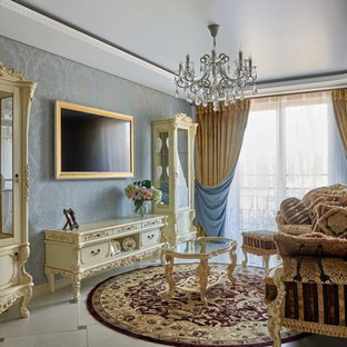 75 Most Popular Victorian Living Room with a Wall Mounted TV Design ...