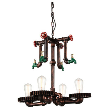 Soto 4 Light Up Chandelier With Speckled copper Finish