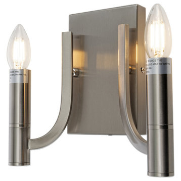 Theory 2-Light Modern Candle Wall Sconce, Brushed Nickel