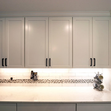 White Kitchen with White Subway Tile and Gray and Black Accent Tile ~ Medina, OH