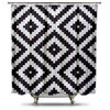 Shower Curtain With Diamond Pixel Design, Black, White