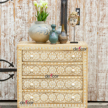 Bleached Marquetry Jessamine Inlaid Dresser