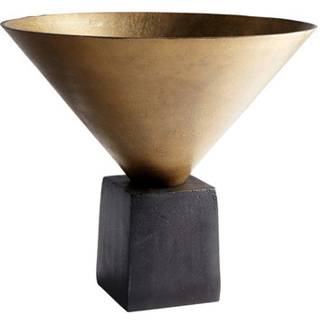 Cyan Mega Vase, Black Bronze and Antique Brass
