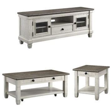 Home Square 3-Piece Set with Coffee Table & End Table & TV Stand