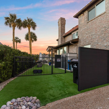 Custom Outdoor Living Pool Deck with Stamped Concrete & Turf