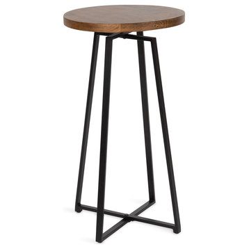 Zia Round Side Table, Natural/Black 15x15x26