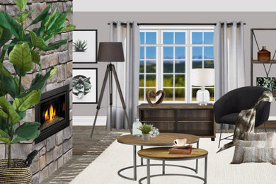 Inspiration for a mid-sized contemporary living room remodel in Other with gray walls