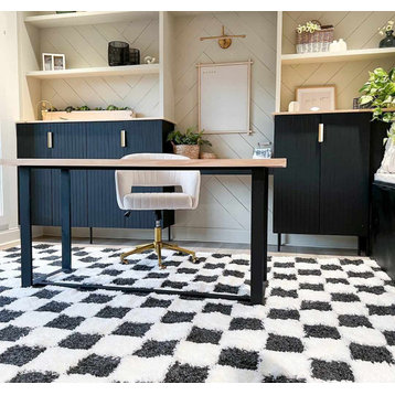 Hauteloom Atira Black & White Checkered Area Rug - 6'7" x 9'6" Rectangle