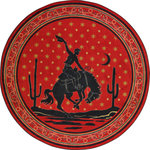 Joy Carpet - Joy Carpet Cowboy Carpets Midnight Bronco Area Rug Multi - 7'7" Round - Unique in color and design, this eye-catching area rug is certain to provide an element of personality and style in select, living spaces.