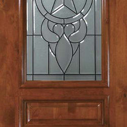 Slab Front Single Door 96 Wood Alder Brazos 3 Panel Arch Lite Glass - Front Doors