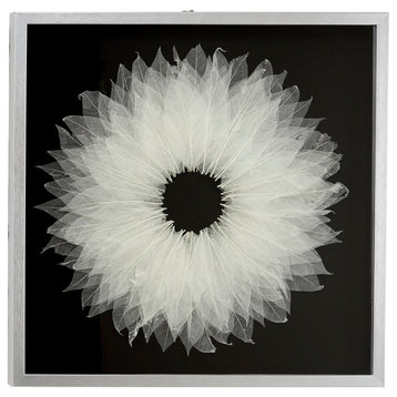 White Leaf Natural Wall Decor Shadow Box With Silver Frame