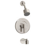 Symmons - Dia Tub and Shower Faucet Trim Kit Single Handle, Single Spray, Satin Nickel - Balancing sleek forms and simple lines, the Dia 1-Handle Wall-Mounted Tub and Shower Trim boasts a modern sophistication that is a natural completer element to contemporary bathroom designs. All of Symmons' products are designed with the customer in mind; the proof is in the details. Plated in a scratch-resistant satin nickel finish over solid metal, this shower trim has the durability to add contemporary styling to your bathroom for a lifetime. With an ADA compliant single lever handle design, the solid brass valve cover plate features hot and cold indicators to ensure custom temperature setting with ease of use for everyone. At an eco-friendly low flow rate of 1.5 gallons per minute, the single mode showerhead is WaterSense certified so that you can conserve water without sacrificing performance, which will, in turn, save you money on your water bill. This model includes everything you need for quick installation. You’ll easily be able to update your bathroom without having to replace your valve. With features that are crafted to last and a style that is designed to please, Symmons' Dia 1-Handle Wall-Mounted tub and Shower Trim is a seamless addition to your bathroom for a lifetime backed by our technical support team and limited lifetime warranty.
