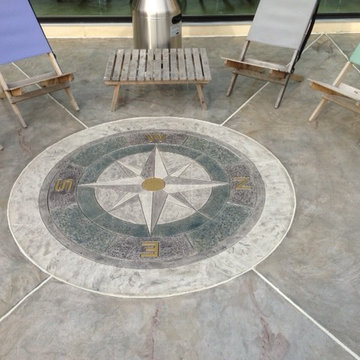 stamped concrete overlay- compass
