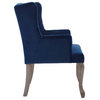 Modway Realm 20" French Vintage Velvet & Wood Dining Armchair in Navy