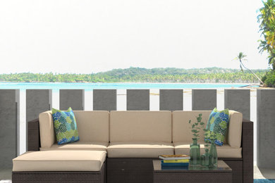5 Piece Patio Sectional Furniture Outdoor Wicker Funiture Patio Conversation Set
