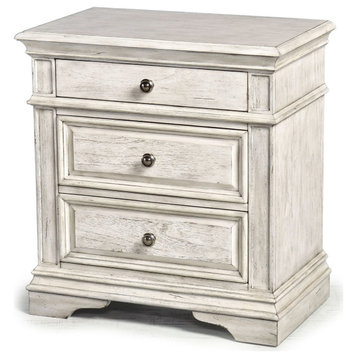 Highland Park Nightstand, Distressed Rustic Ivory