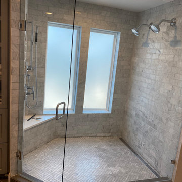 MASTER BATHROOM - Carrara 3"x 6" Subway Marble / Herringbone Large Shower
