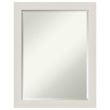 Rustic Plank White Narrow Beveled Wall Mirror - 21.5 x 27.5 in.