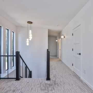 Modern Lake House - Upper Level Stairway & Hall