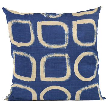 Plutus Blue Block Dot Luxury Throw Pillow, 24"x24"