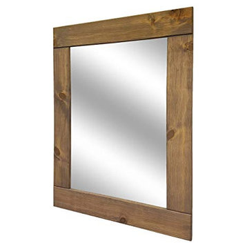 Natural Rustic Style Vanity Mirror, Weathered Oak, 42"x30"