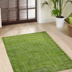 Rugsville Vintage Patchwork Overdyed Green Wool Rug - Floor Rugs