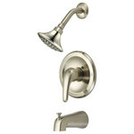 Designers Impressions - Satin Nickel Tub-Shower Combo Faucet Multi-Setting Shower Head - Single Handle Design