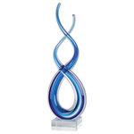 Badash Crystals - Deep Blue Sea Centerpiece - Deep Blue Sea Centerpiece Is 18 inches High. This Is A Real Stunner! A Lovely Mouth Blown Morano Style Glass Centerpiece Mounted On A Crystal Base That Adds Warmth And Style To Any Room. This Extended Figure 8 Makes Any Figure Skater Want To Skate Those Swirls. Send Me The Artwork Lets Put Your Logo Here Or Just Decorate Your Room!