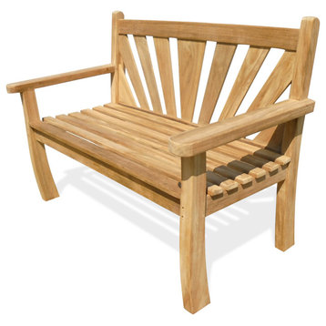 48" Sunburst Design Bench, 2 Seater, Genuine Grade A Teak