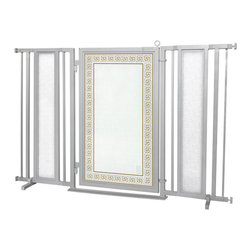 Fusion Gates - Fusion Gate with Greek Key Design, Satin Nickel, 60"-65" - Dog Gates