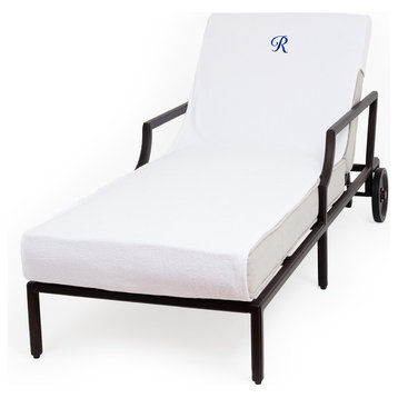 Linum Home Textiles Personalized Standard Chaise Lounge Cover, White, R