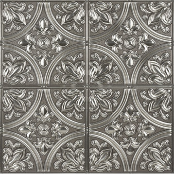 Chelsea Silver Faux Metallic Tiles, Panel