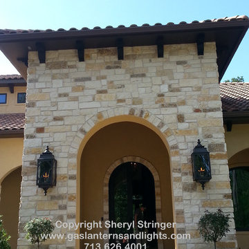Sheryl's Extra Large Santa Barbara Gas Lanterns with Dark Patina Finish