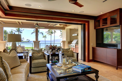 Photo of a beach style home design in Hawaii.