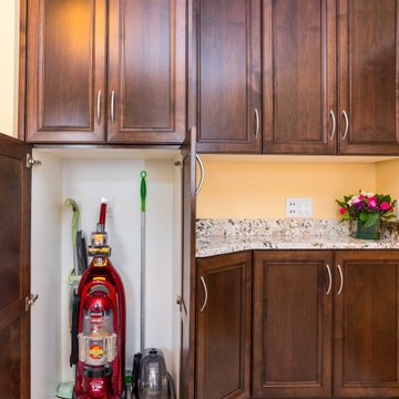 Transitional Style Laundry/Mudroom With Medium Stained Maple Cabinets