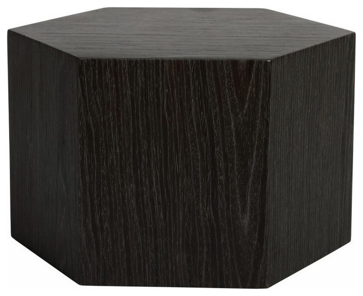 Contemporary Style Hexagonal Wooden End Table, Small, Dark Gray ...