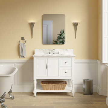 Beverly 36" Bathroom Vanity, White, Carrara Marble