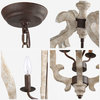 3-Light Peacock White Distressed Wooden Chandeliers