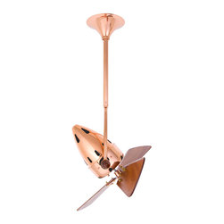 Jarold Direcional Polished Copper Single Ceiling Fan with Wood Blades - Ceiling Fans