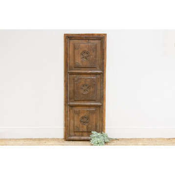 Consigned, Antique Door With Flower Carved Design