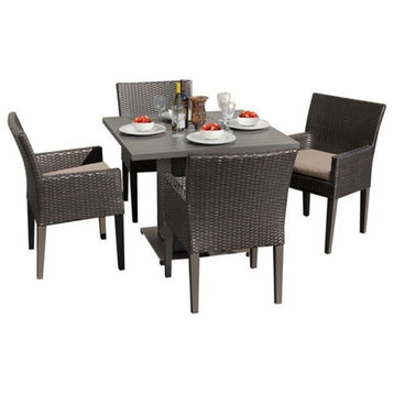 Barbados Square Dining Table with 4 Dining Chairs and Cushions in Wheat
