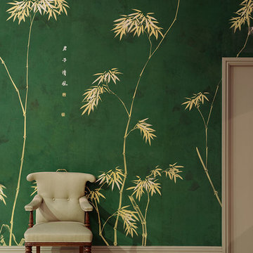 Handprinted Chinoiserie wallpaper in interior design